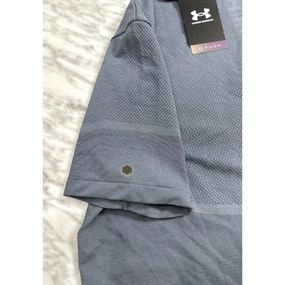 Under Armour UA Rush Men's Jersey Medium Fitted Seamless Legacy Blue running - Picture 7 of 8